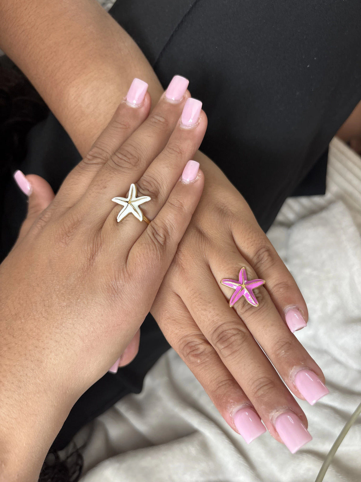 Bague étoile rose et blanc